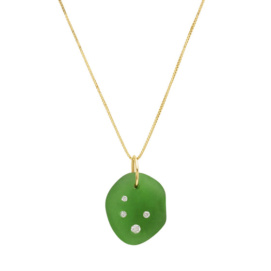 Emerald Green Diamond Sea Glass Necklace