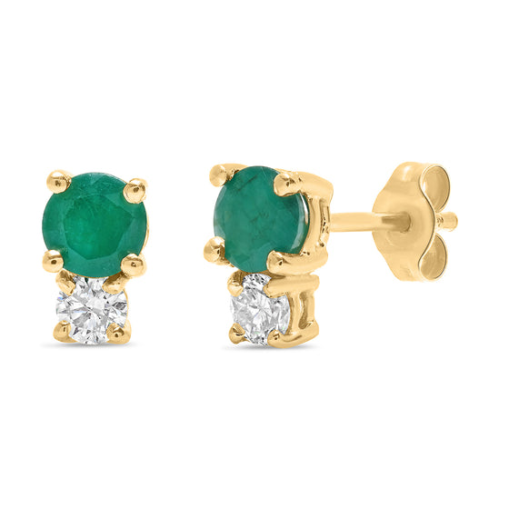 Emerald and Diamond studs