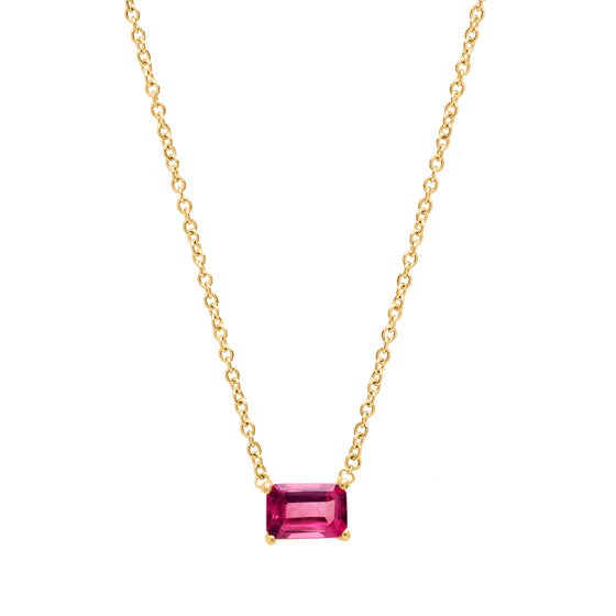 Pink Topaz Emerald cut necklace