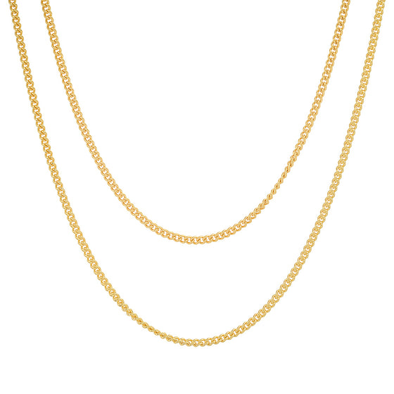 Layered thin curb link chain necklace