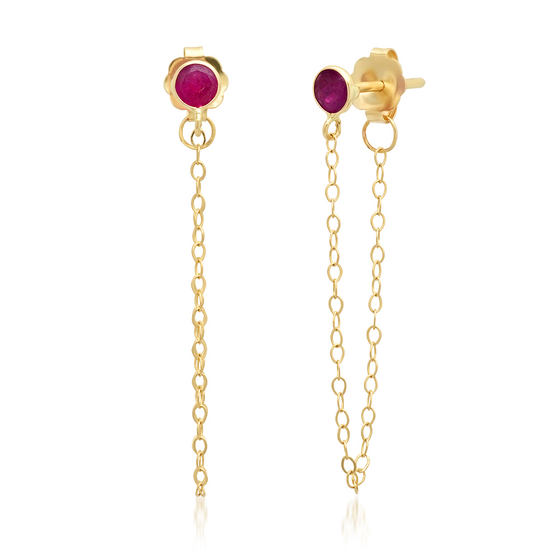 Ruby chain drop earrings