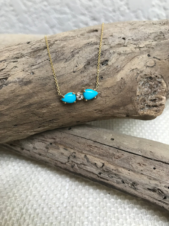 Turquoise and White topaz bar