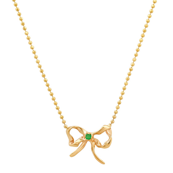Ballerina bow necklace - emerald
