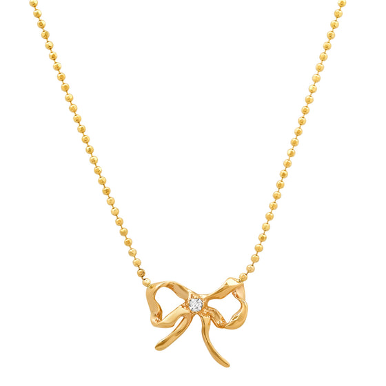 Diamond bow necklace