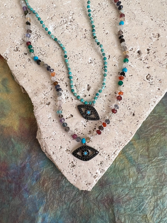 Evil eye gemstone necklaces