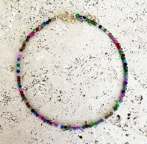 Summer anklet - mixed color agate
