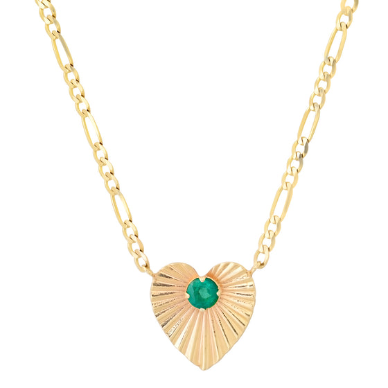 Gemstone fluted heart - emerald and more