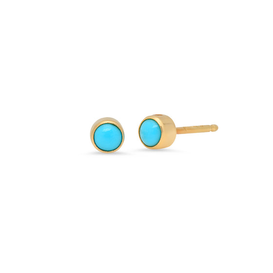 14 Karat Yellow Gold Turquoise Stud Earrings