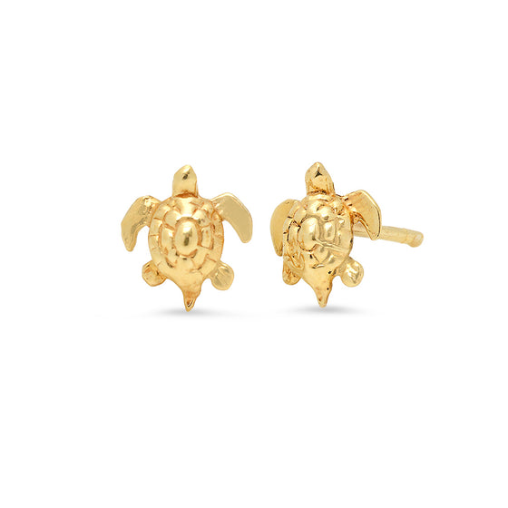 14 Karat Yellow Gold Turtle Stud Earrings