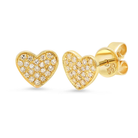 Pave Diamond Heart Studs - Online Exclusive