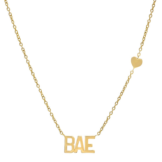 Custom Script Side Heart Necklace “Bae”