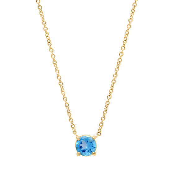 Blue topaz round cut necklace