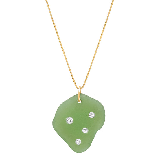 Large Emerald 4 diamond sea glass