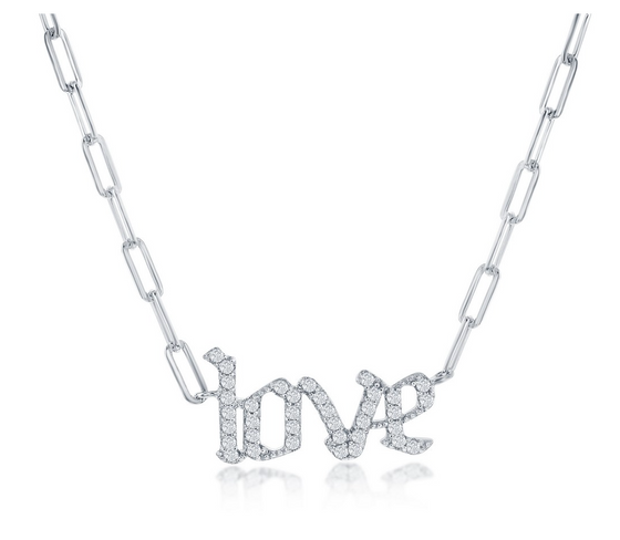 Old english paperclip Love necklace