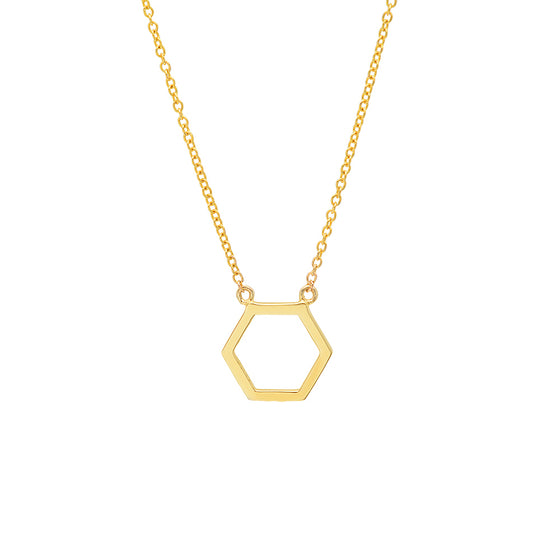 14 Karat Yellow Gold Geometric hexagon necklace 