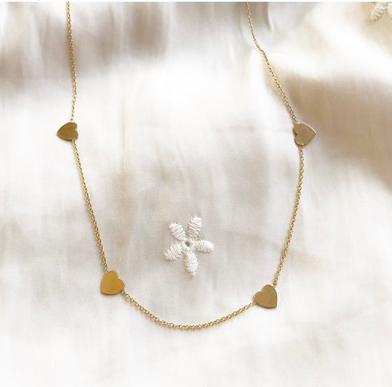 14k Multi heart necklace