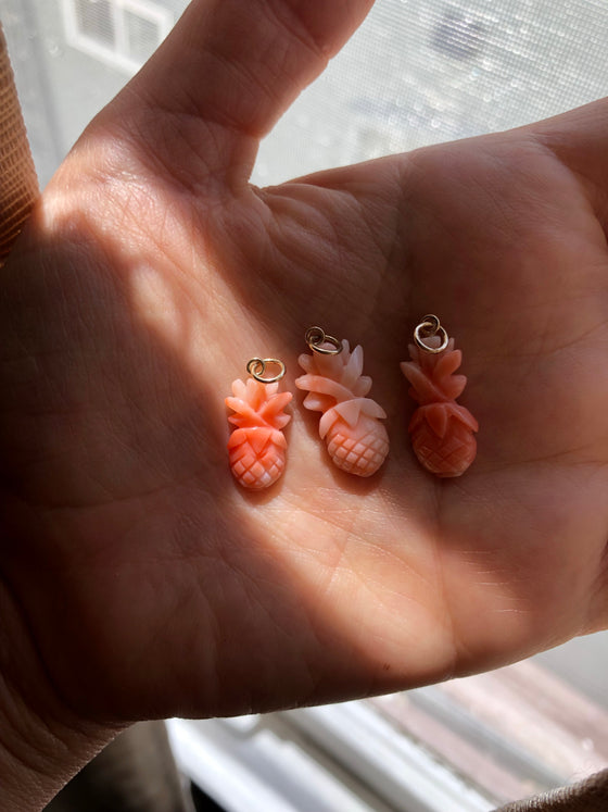 Vintage coral pineapple charms