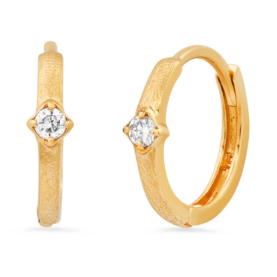 Brushed gold triangle diamond hoop