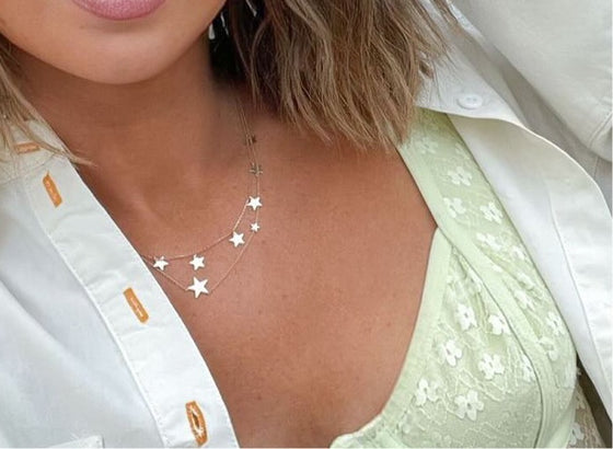 14k asymmetrical star necklace