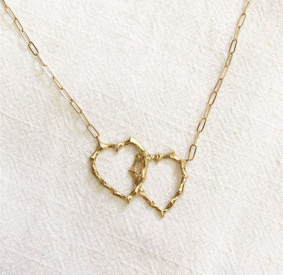 Double retro bamboo heart