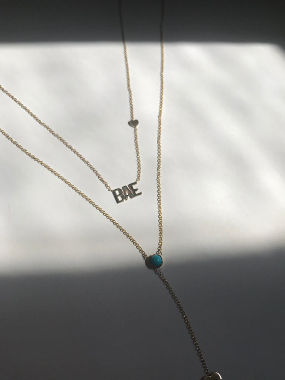 Custom Script Side Heart Necklace “Bae”