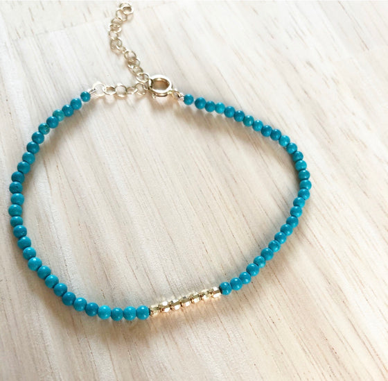 Golden gem bracelet - turquoise