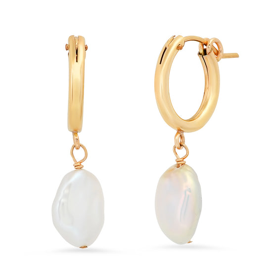 Single pearl drop hoop