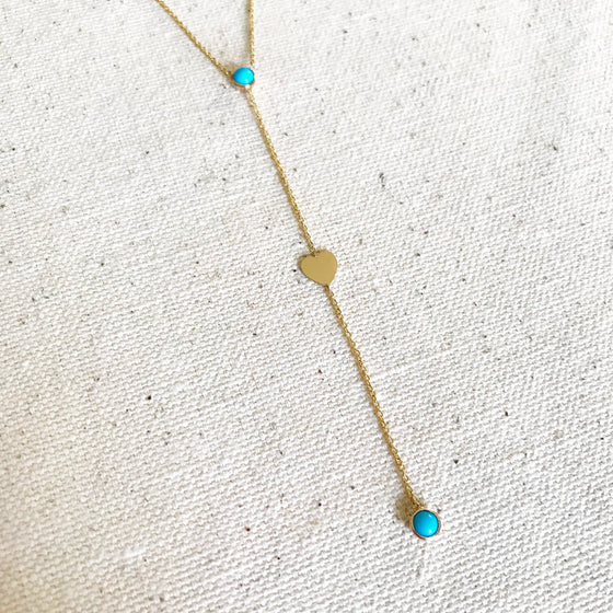 Turquoise and heart lariat