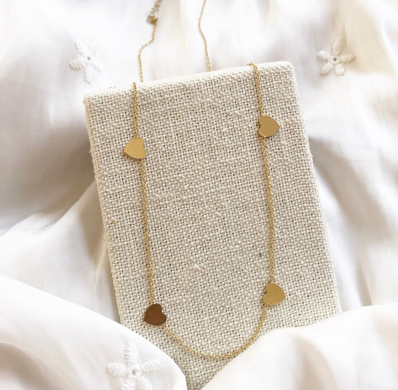 14k Multi heart necklace