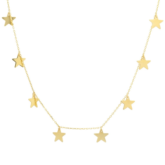 14k Multi star necklace