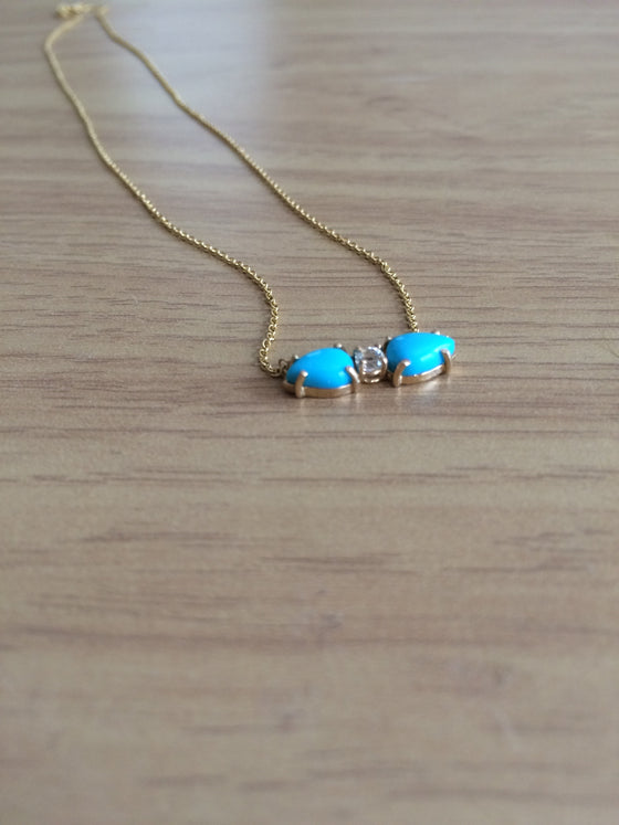 Turquoise and White topaz bar