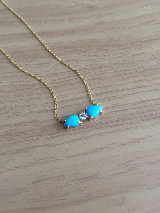 Turquoise and White topaz bar