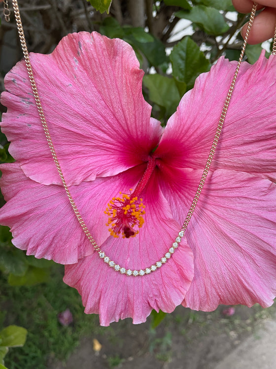 Diamond tennis curb link necklace