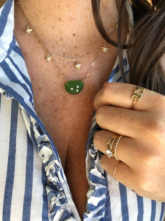 Emerald diamond sea glass on Moorea chain