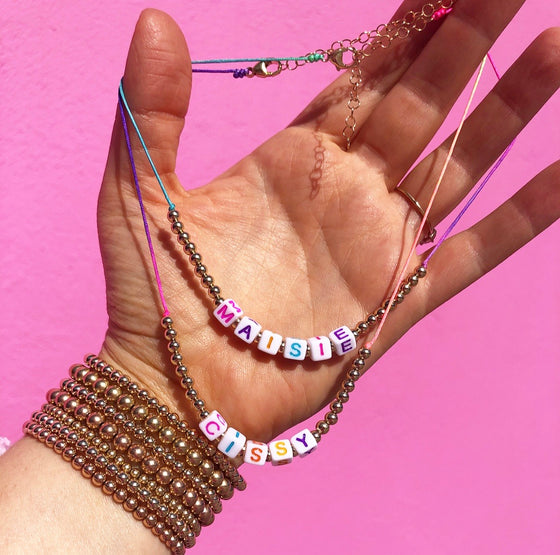 Tie dye custom name necklaces