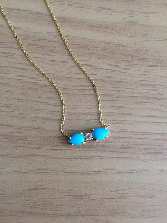 Turquoise and White topaz bar